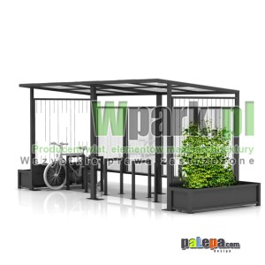 Wiata na rowery MODE 17 - na 12 rowerów z donicami