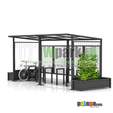 Wiata na rowery MODE 17 - na 12 rowerów z donicami