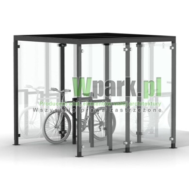 Wiata na rowery GLAS ściany szklane na 6 rowerów