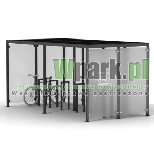 Wiata na rowery GLAS 02 ściany szklane na 12 rowerów