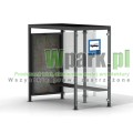 Przystanek GLAS z tablicą informacyjną ściany szklane