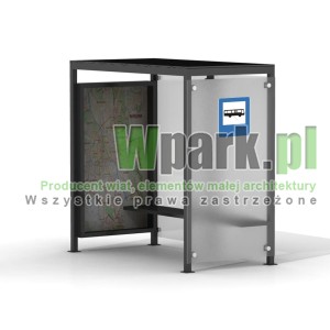 Przystanek GLAS z tablicą informacyjną ściany szklane