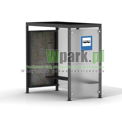 Przystanek GLAS z tablicą informacyjną ściany szklane