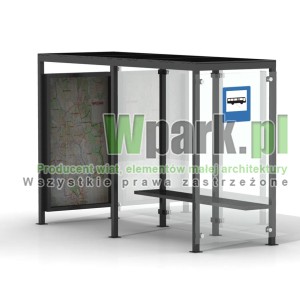 Przystanek GLAS 02 z tablicą informacyjną ściany szklane