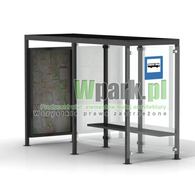 Przystanek GLAS 02 z tablicą informacyjną ściany szklane