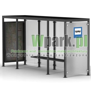 Przystanek GLAS 03 z tablicą informacyjną ściany szklane