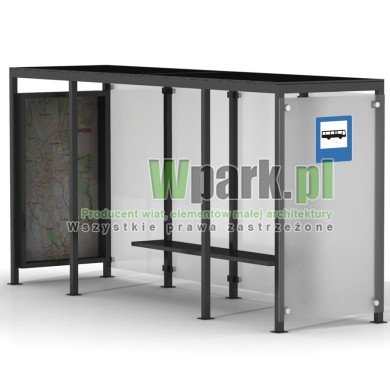 Przystanek GLAS 03 z tablicą informacyjną ściany szklane