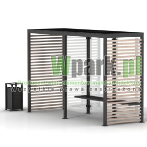 Przystanek GLAS 02 ściany szklane i drewno