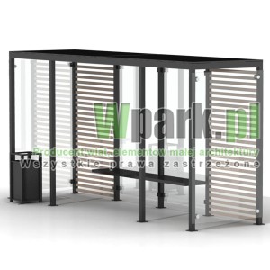 Przystanek GLAS 03 ściany szklane i drewno