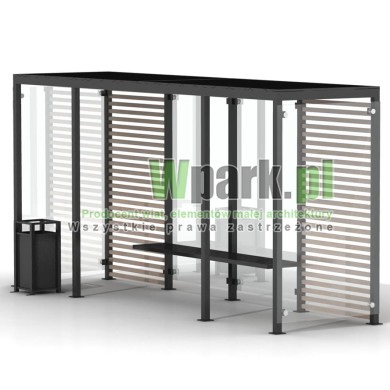 Przystanek GLAS 03 ściany szklane i drewno