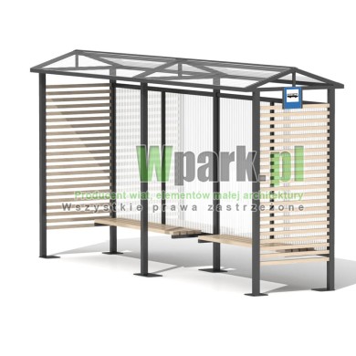 Przystanek TRIO 10 ściany drewno i poliwęglan komorowy