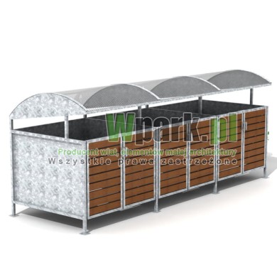 Wiata cynkowana BOKS DECO 03 na trzy pojemniki do 1100 L