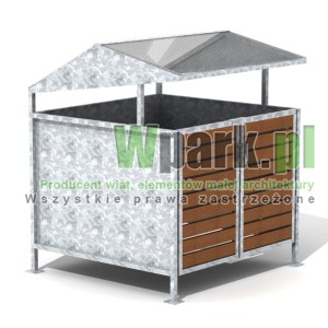 Wiata cynkowana BOKS TRIO 01 na jeden pojemnik do 1100 L