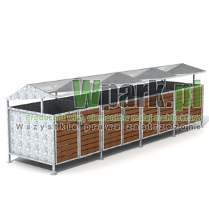 Wiata cynkowana BOKS TRIO 04 na cztery pojemniki do 1100 L