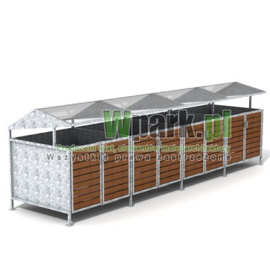 Wiata cynkowana BOKS TRIO 04 na cztery pojemniki do 1100 L