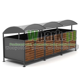 Wiata cynkowana i malowana BOKS DECO 03 na trzy pojemniki do 1100 L