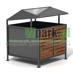 Wiata cynkowana i malowana BOKS TRIO 01 na jeden pojemnik do 1100 L