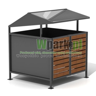 Wiata cynkowana i malowana BOKS TRIO 01 na jeden pojemnik do 1100 L