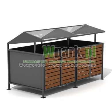 Wiata cynkowana i malowana BOKS TRIO 02 na dwa pojemniki do 1100 L