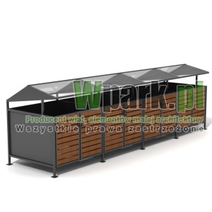 Wiata cynkowana i malowana BOKS TRIO 04 na cztery pojemniki do 1100 L