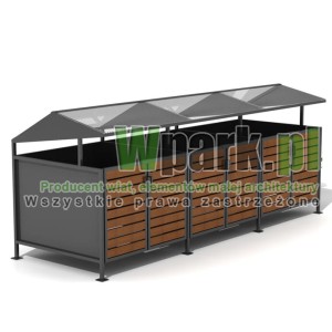 Wiata cynkowana i malowana BOKS TRIO 03 na trzy pojemniki do 1100 L