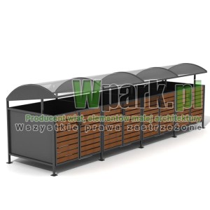 Wiata cynkowana i malowana BOKS DECO 04 na cztery pojemniki do 1100 L