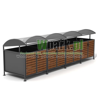 Wiata cynkowana i malowana BOKS DECO 04 na cztery pojemniki do 1100 L
