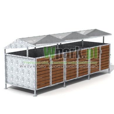Wiata cynkowana BOKS TRIO 03 na trzy pojemniki do 1100 L