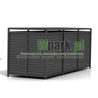 Wiata śmietnikowa PALEPA 06 wymiary 2000 mm na 6000 mm ściany blacha falista