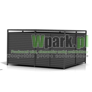 Wiata śmietnikowa PALEPA 08 wymiary 4000 mm na 4000 mm ściany blacha falista