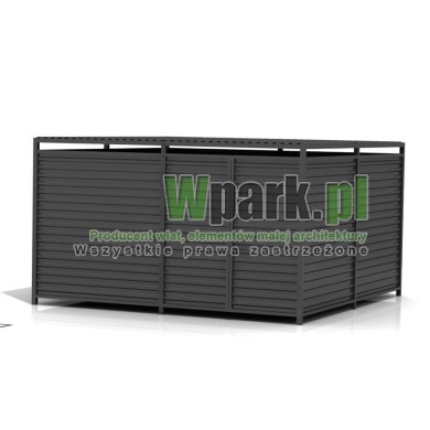 Wiata śmietnikowa PALEPA 08 wymiary 4000 mm na 4000 mm ściany blacha falista