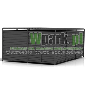 Wiata śmietnikowa PALEPA 10 wymiary 4000 mm na 6000 mm ściany blacha falista