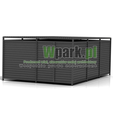 Wiata śmietnikowa PALEPA 10 wymiary 4000 mm na 6000 mm ściany blacha falista