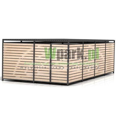 Wiata śmietnikowa PALEPA 11 wymiary 4000 mm na 8000 mm ściany drewno