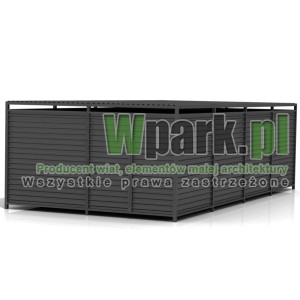 Wiata śmietnikowa PALEPA 12 wymiary 4000 mm na 8000 mm ściany blacha falista