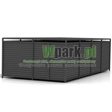 Wiata śmietnikowa PALEPA 12 wymiary 4000 mm na 8000 mm ściany blacha falista