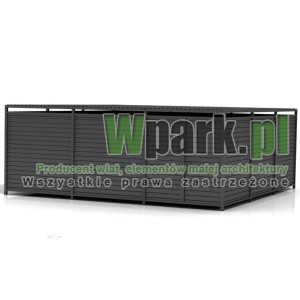 Wiata śmietnikowa PALEPA 14 wymiary 6000 mm na 6000 mm ściany blacha falista