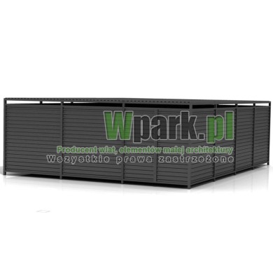 Wiata śmietnikowa PALEPA 16 wymiary 6000 mm na 8000 mm ściany blacha falista