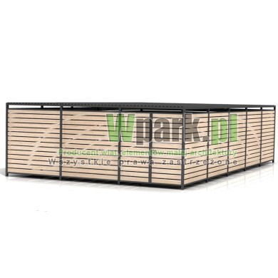 Wiata śmietnikowa PALEPA 17 wymiary 6000 mm na 10000 mm ściany drewno