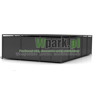 Wiata śmietnikowa PALEPA 18 wymiary 6000 mm na 10000 mm ściany blacha falista