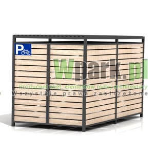 Wiata rowerowa PALEPA 03 wymiary 2000 mm na 4000 mm ściany drewno