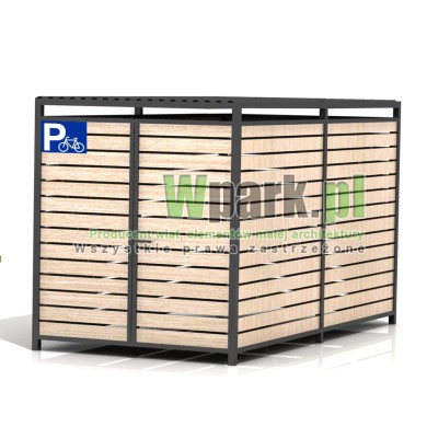 Wiata rowerowa PALEPA 03 wymiary 2000 mm na 4000 mm ściany drewno