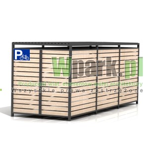 Wiata rowerowa PALEPA 05 wymiary 2000 mm na 6000 mm ściany drewno