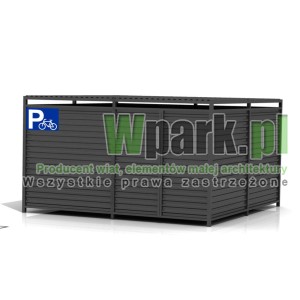 Wiata rowerowa PALEPA 08 wymiary 4000 mm na 4000 mm ściany blacha falista