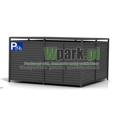 Wiata rowerowa PALEPA 08 wymiary 4000 mm na 4000 mm ściany blacha falista