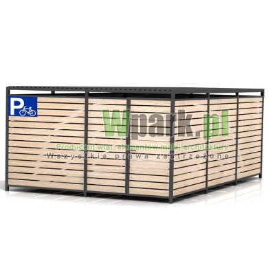 Wiata rowerowa PALEPA 09 wymiary 4000 mm na 6000 mm ściany drewno