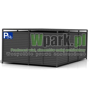 Wiata rowerowa PALEPA 10 wymiary 4000 mm na 6000 mm ściany blacha falista