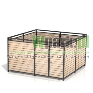 Osłona śmietnikowa PALEPA 03 wymiary 4000 mm na 4000 mm ściany drewno, bez dachu