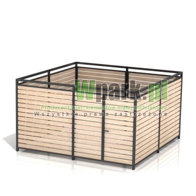 Osłona śmietnikowa PALEPA 03 wymiary 4000 mm na 4000 mm ściany drewno, bez dachu