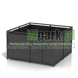 Osłona śmietnikowa PALEPA 04 wymiary 4000 mm na 4000 mm ściany blacha falista, bez dachu